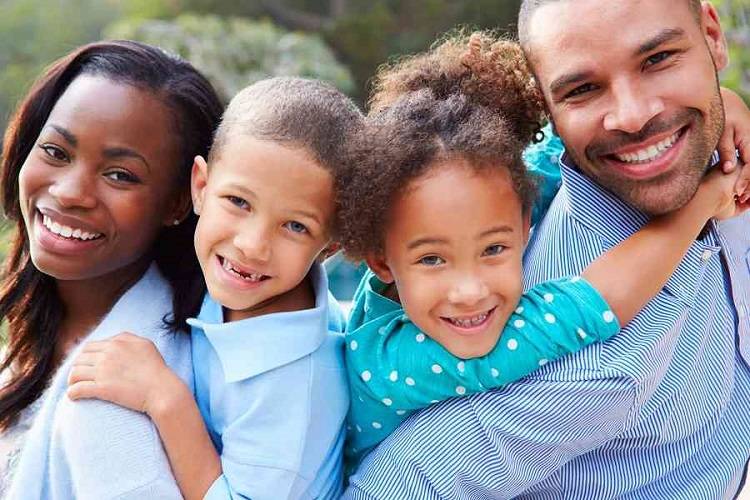 Parents with two young children