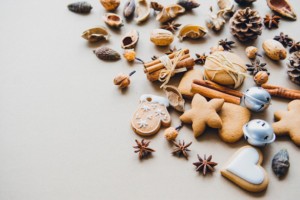 Chritmas items spread on table