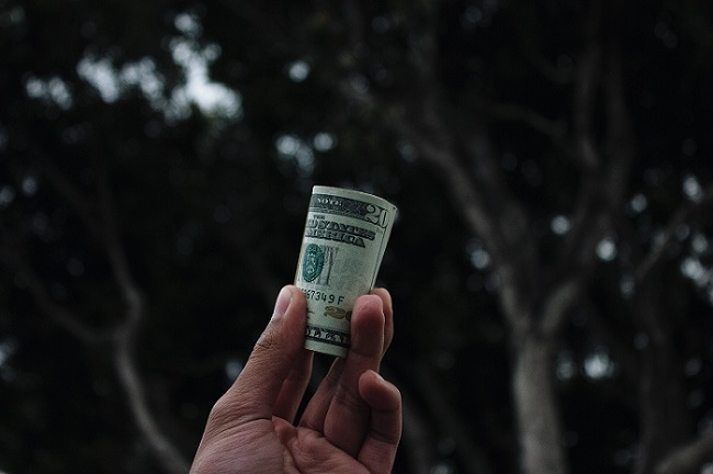 Man Holding cash in finger tips