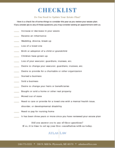 Downloadable Checklist to determine if you need to update your estate plan