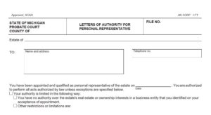 Example of Letter of Authority Form