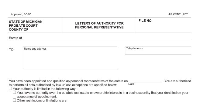 Example of Letter of Authority Form