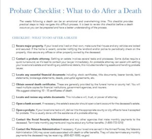 Checlist to Help with Probate